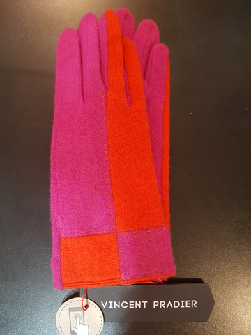 Orange & Pink Lambs wool Texting Gloves