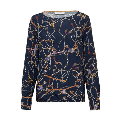 Luxury "Hermes" Navy top with Chains