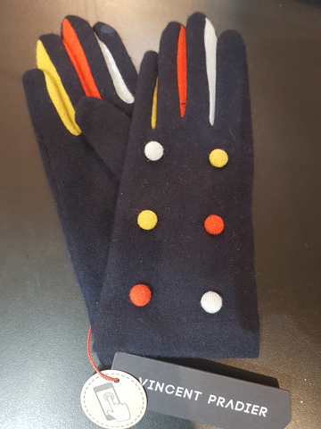 Navy Lambswool Button, Texting Gloves