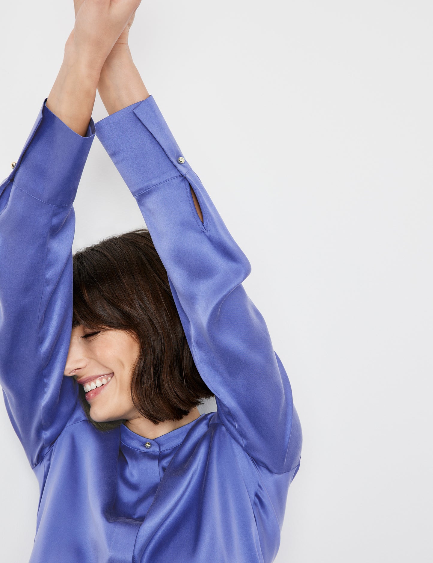 COBALT Blue Silk long sleeve blouse