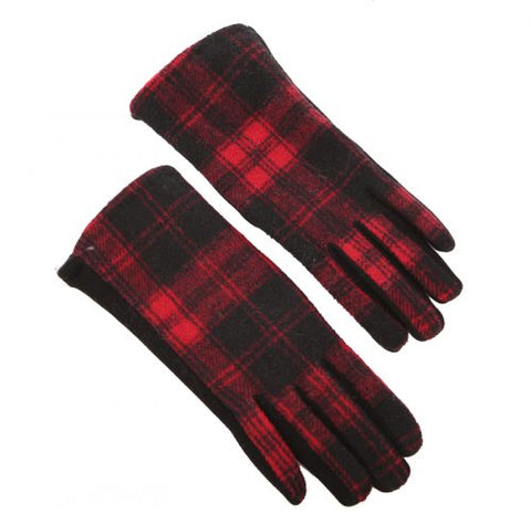 Red checkered Ladies Winter Gloves