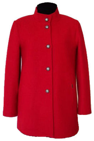 Red Classic Boiled Wool Coat- Made in Austria