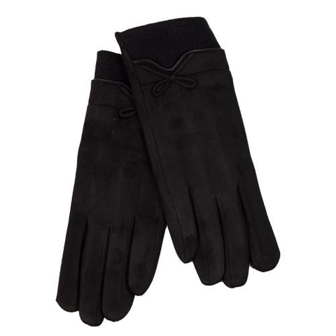 Black Ladies winter Gloves with ribbed cuff