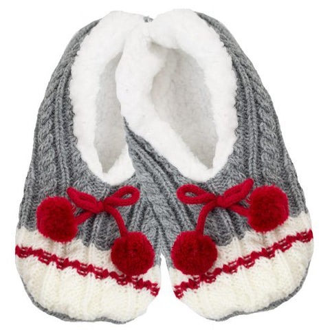 LADIES SLIPPERS WITH POMPOMS