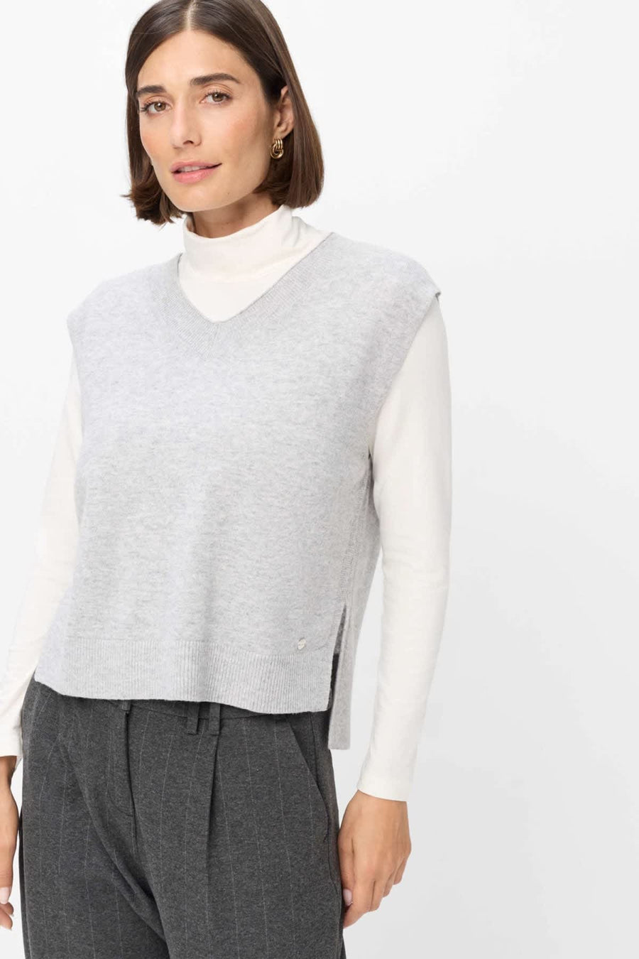 Sleeveless jacket in merino wool and cashmere