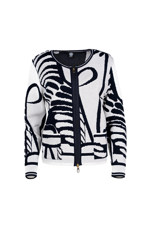 Zip jacket with ajour jacquard pattern | 100% Made in Germany