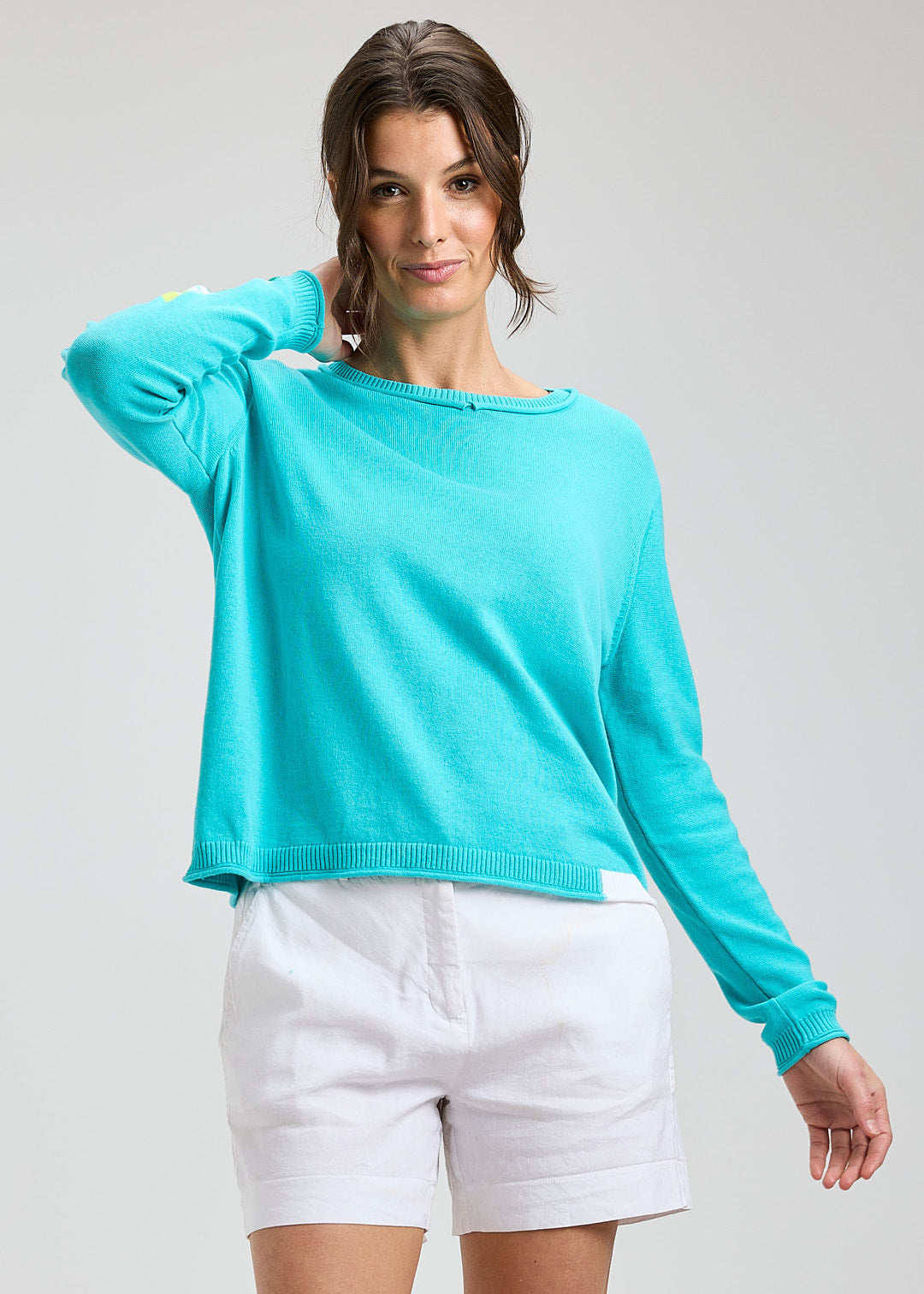 Sweater with back button detail