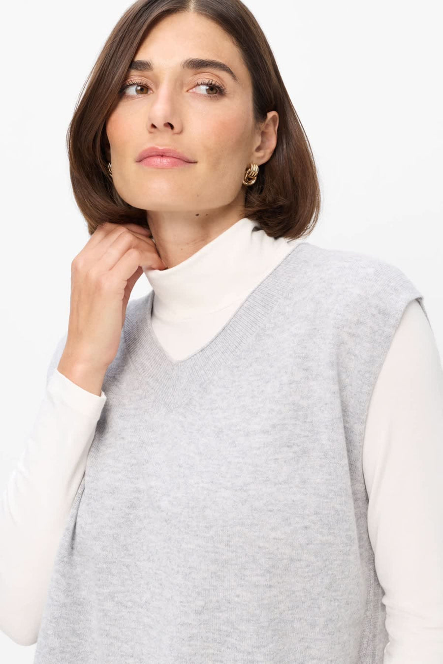 Sleeveless jacket in merino wool and cashmere
