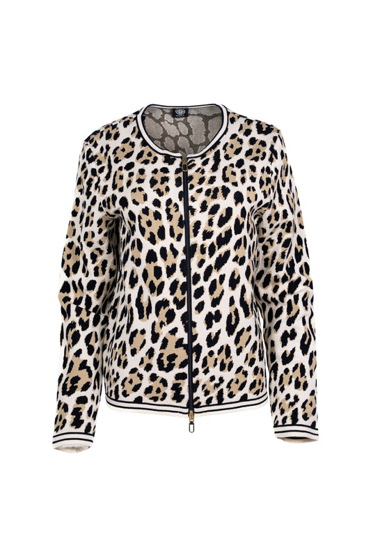 Cardigan in leopard jacquard design - Made in Germany