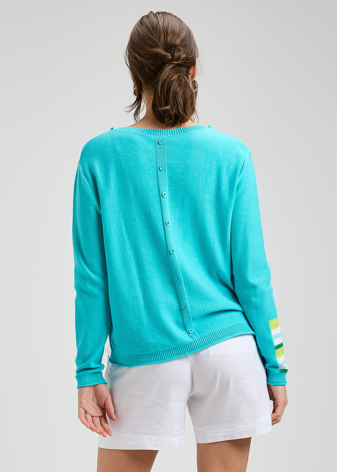 Sweater with back button detail