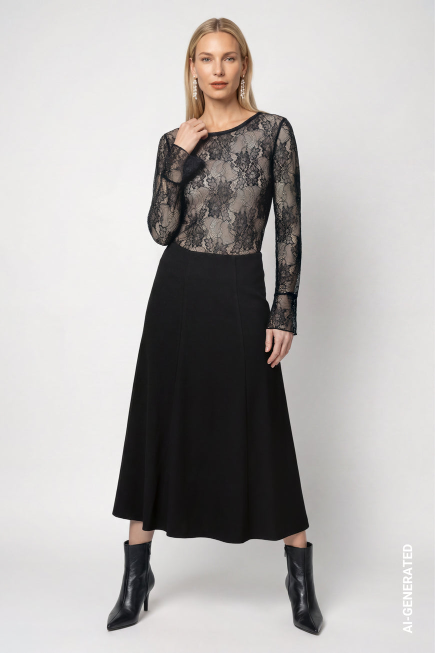 Long black Classic Skirt