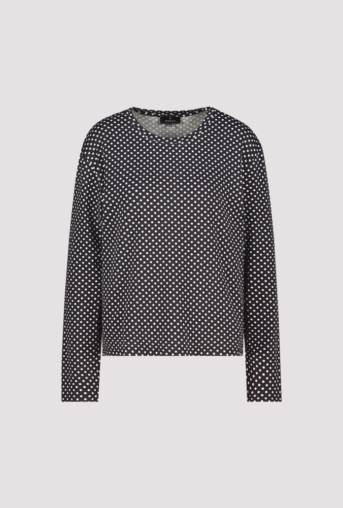 Long-sleeve shirt with polka dot pattern