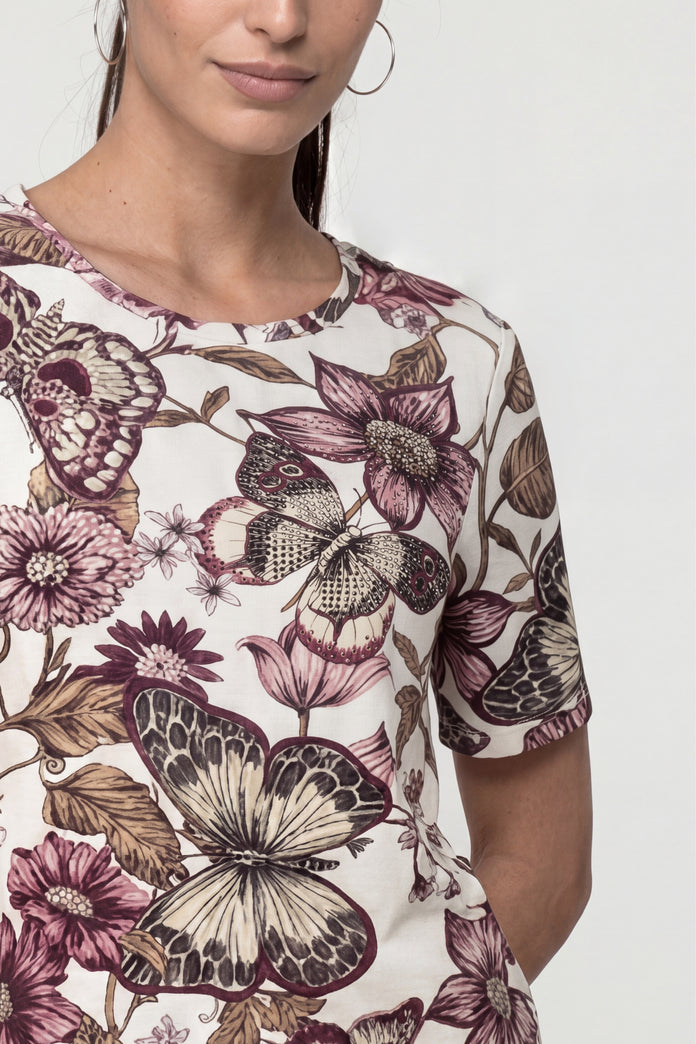 Elbow sleeve Top with Floral pattern