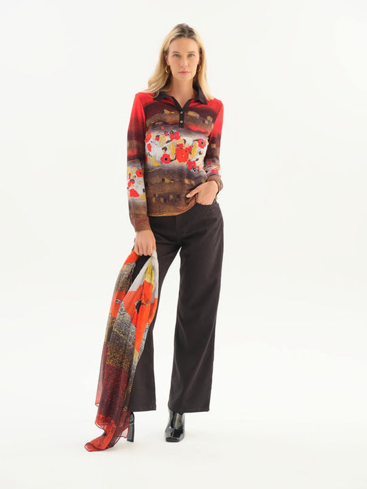 Painted Poppies Knit Pullover