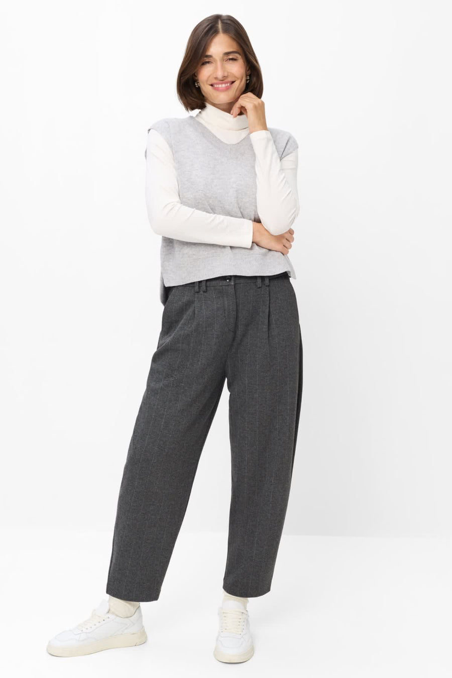 Sleeveless jacket in merino wool and cashmere