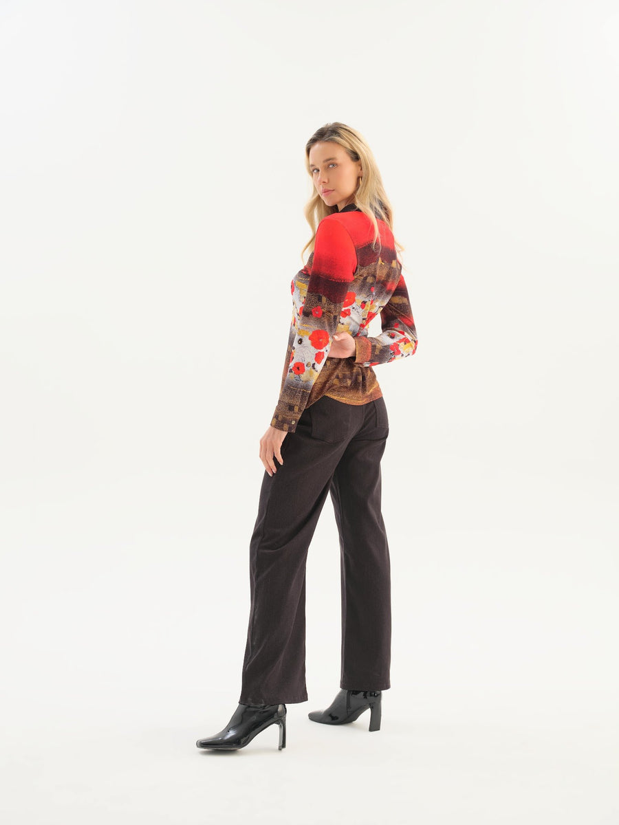 Painted Poppies Knit Pullover