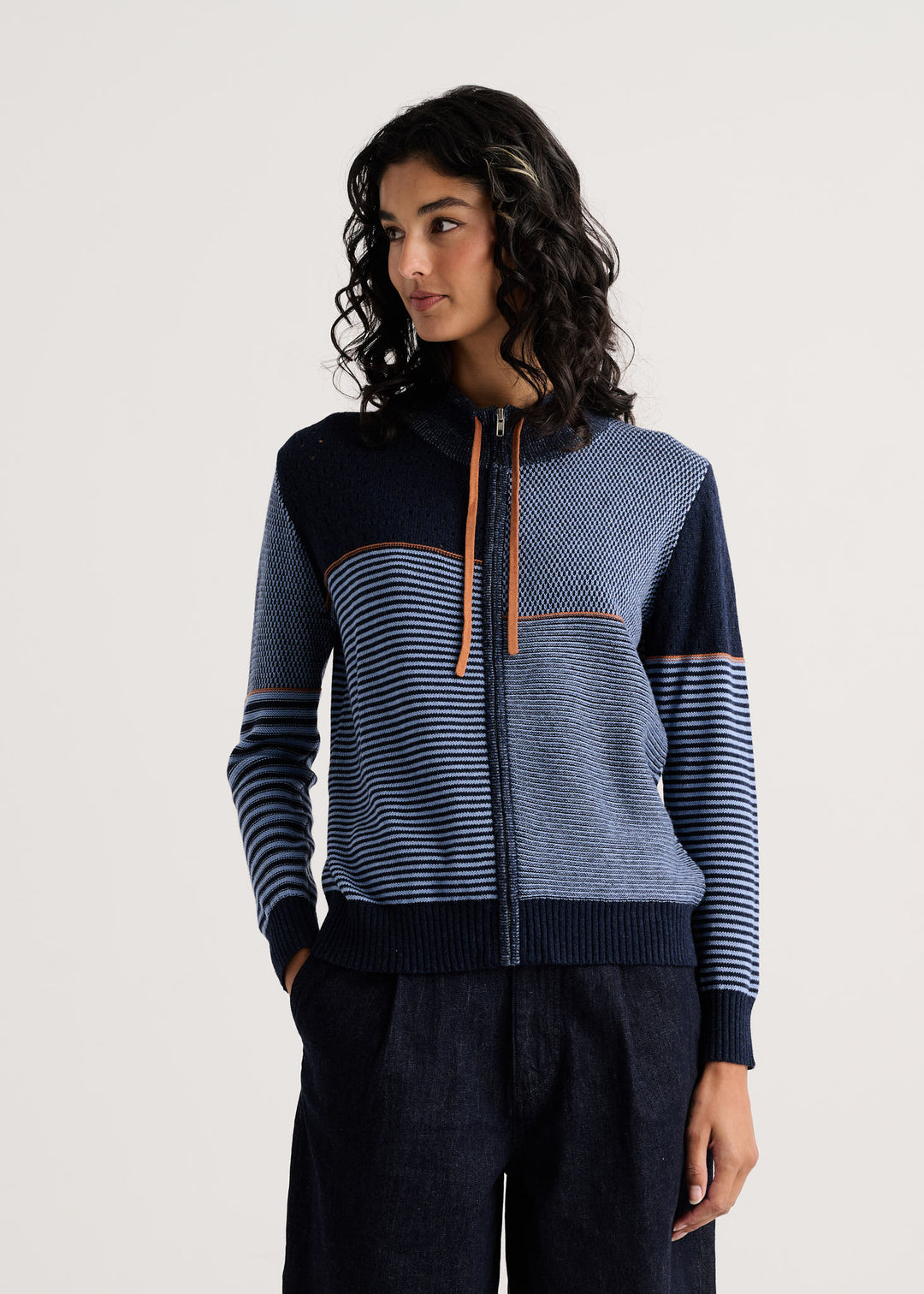 Zippered Cardigan - Navy