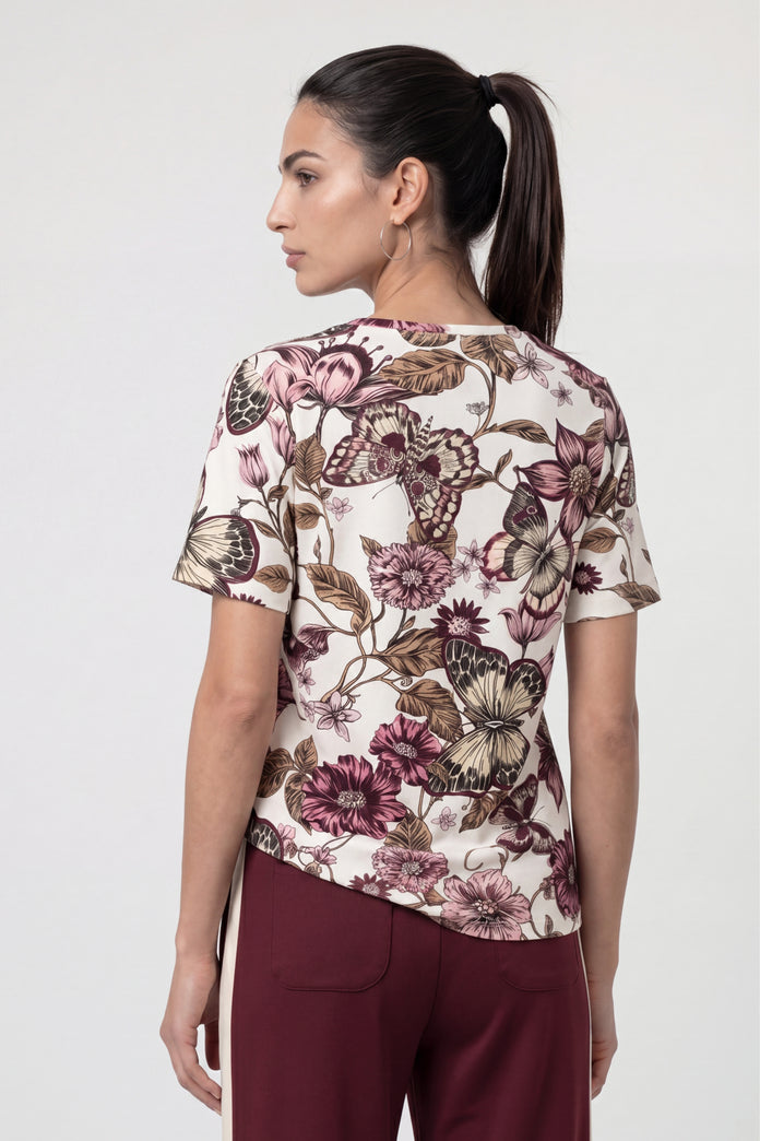 Elbow sleeve Top with Floral pattern