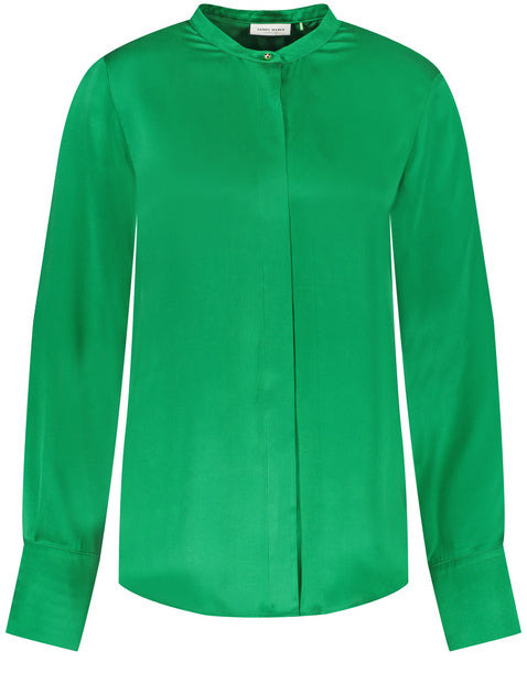 Green SILK long sleeve blouse