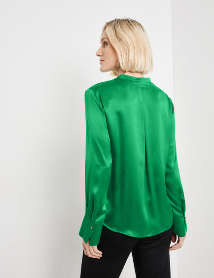 Green SILK long sleeve blouse