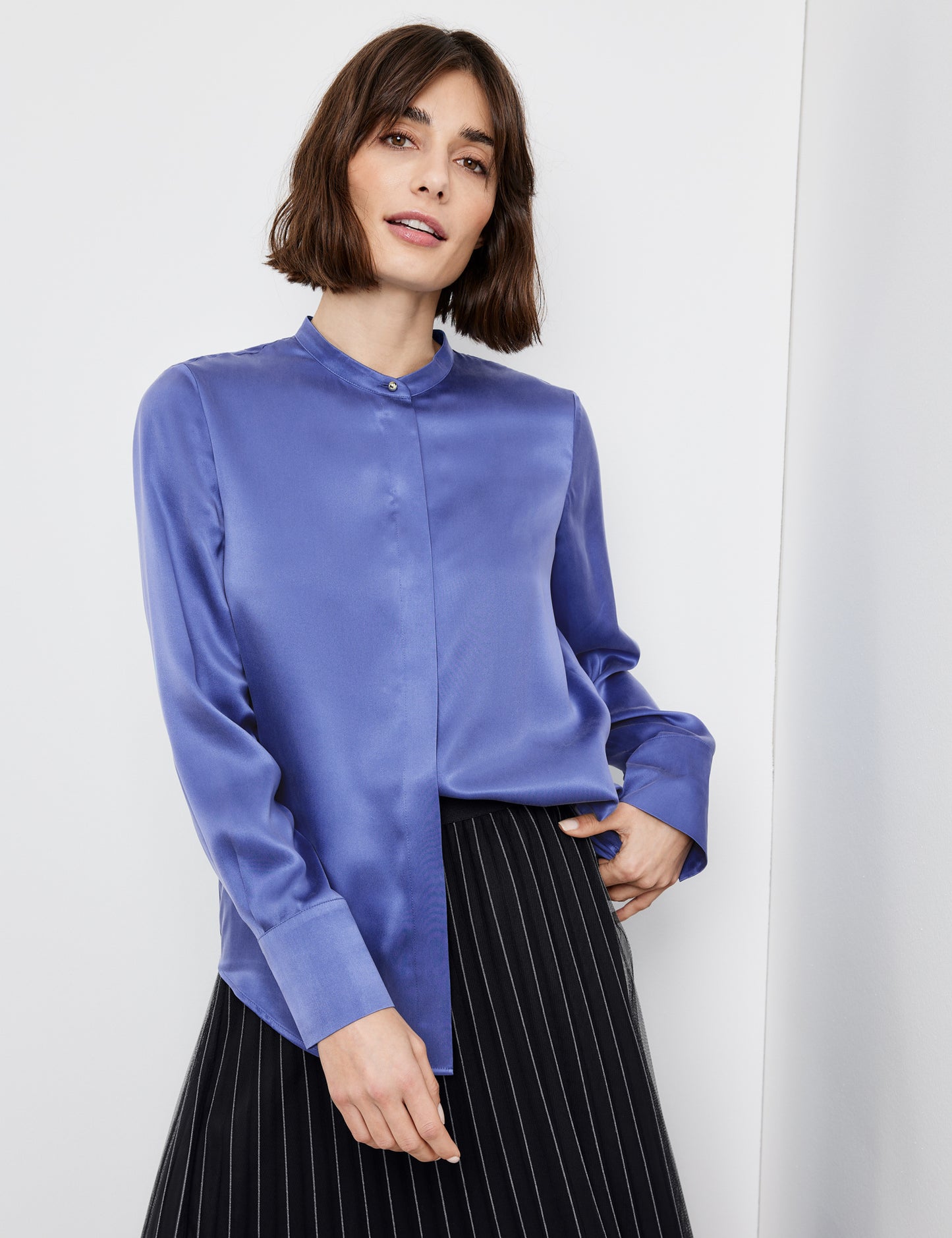 COBALT Blue Silk long sleeve blouse